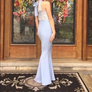 Periwinkle Lace Top Mermaid Prom Dress